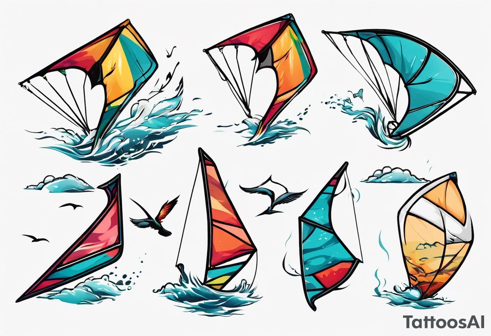 Kitesurfing kite in the sea tattoo idea