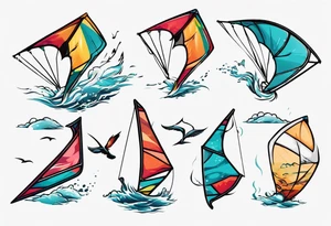 Kitesurfing kite in the sea tattoo idea