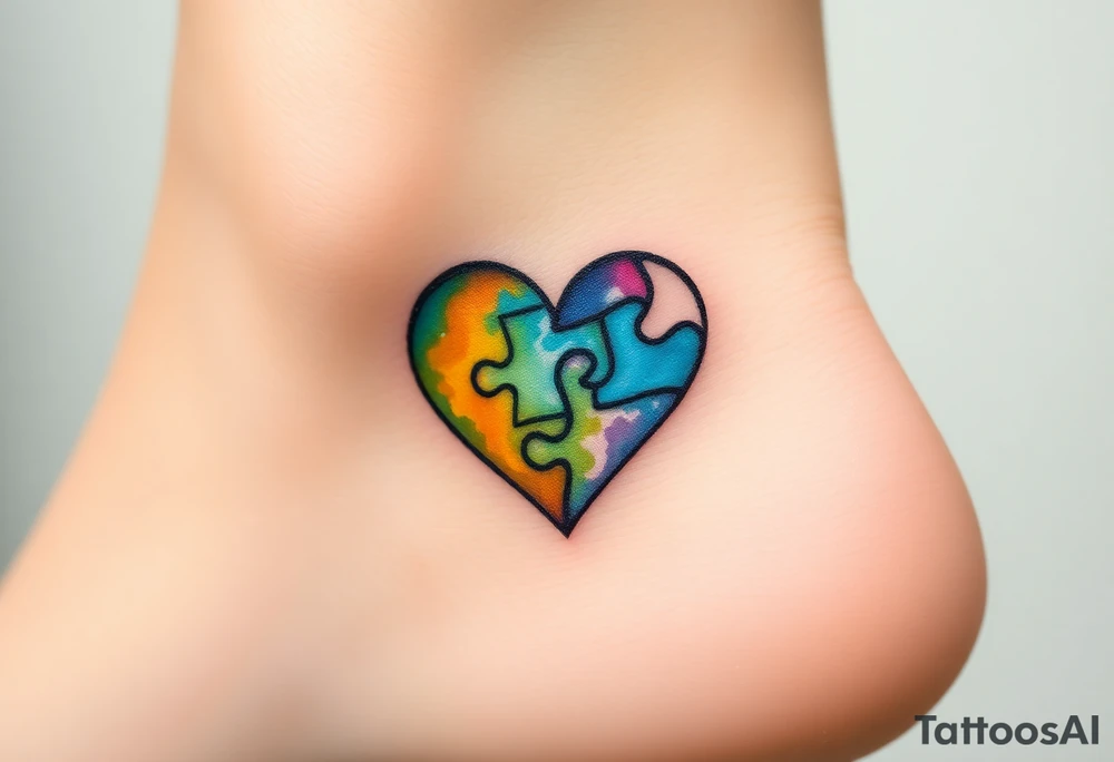 autism heart puzzle shape symbol tattoo idea