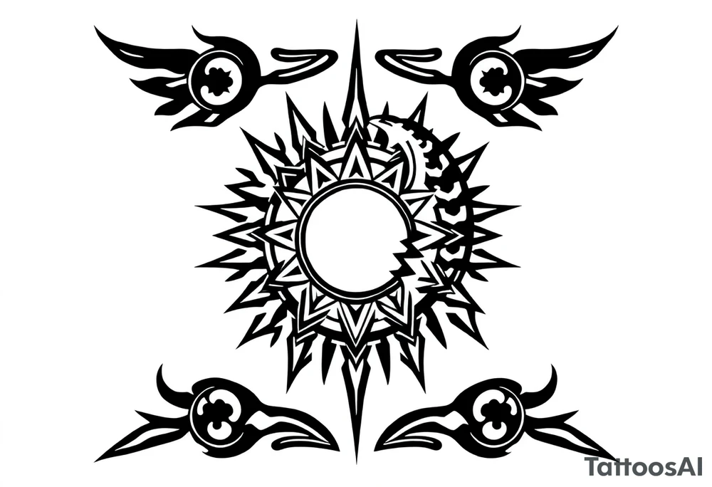 celestial sun and moon embrace with constellation patterns tattoo idea