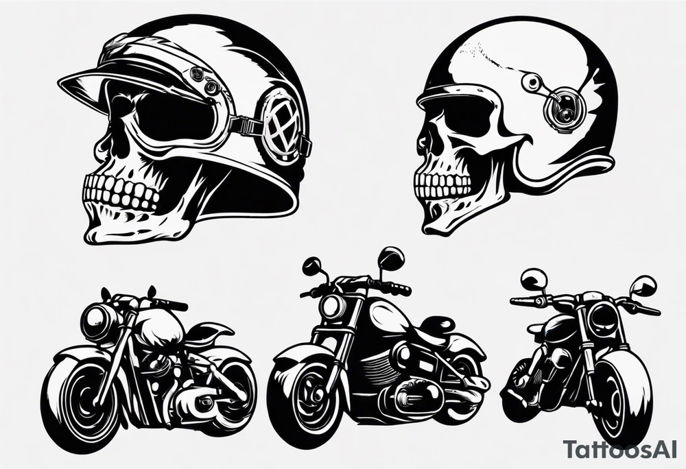 Skull with motorcycle helmet tattoo idea