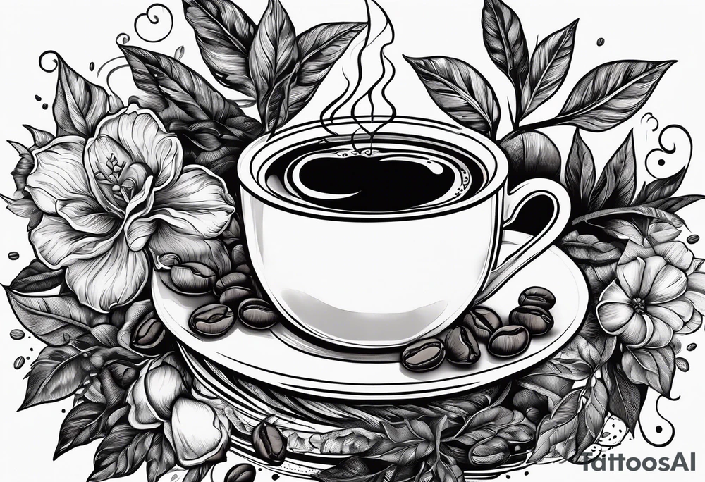 The story of coffee from plant to cup tattoo idea