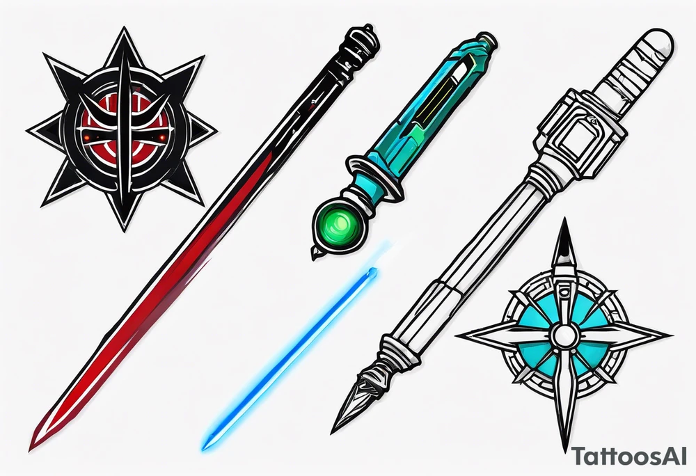 elder wand, sonic screwdriver, lightsaber, sword tattoo idea