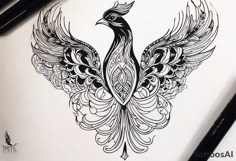 simple girly phoenix sternum tattoo tattoo idea