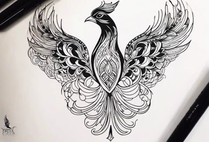 simple girly phoenix sternum tattoo tattoo idea