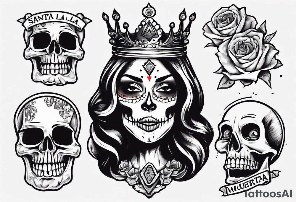 santa la muerta with money and crown
on the card tattoo idea