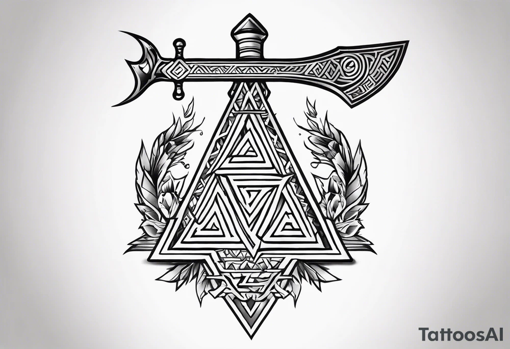 Valhalla 
valknut sword axe tattoo idea