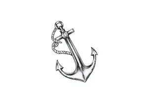 weathered anchor wrapped in nautical rope with sea waves leg sleeve tattoo idea