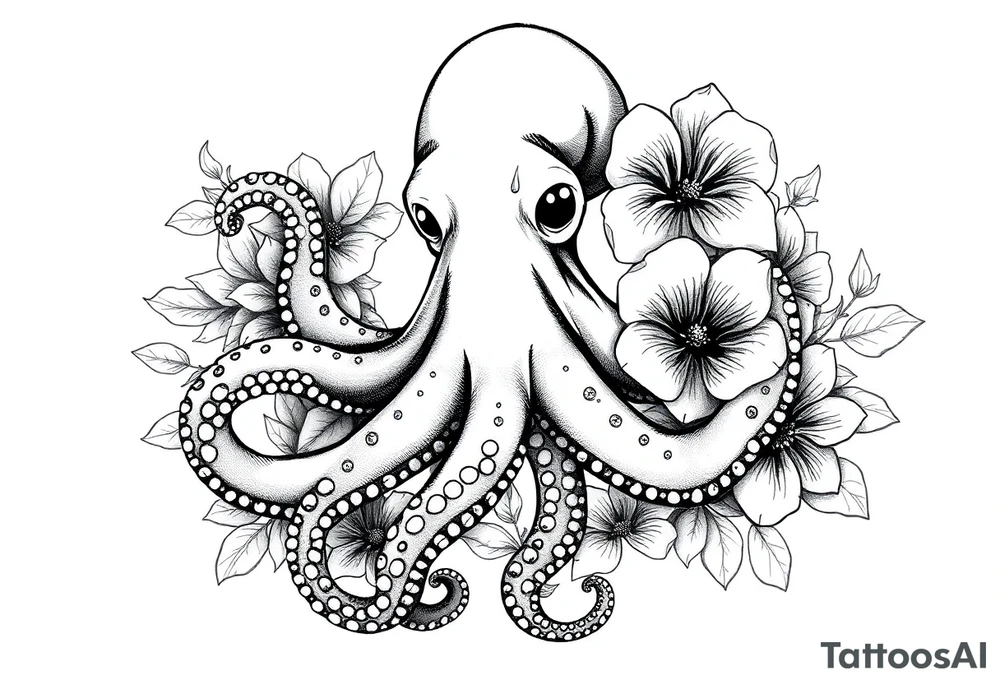 octopus and flowers tattoo idea