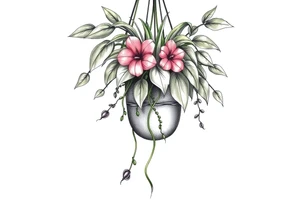 hanging plant with date tattoo idea