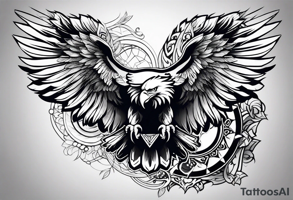 Arm sleeve eagles tattoo idea