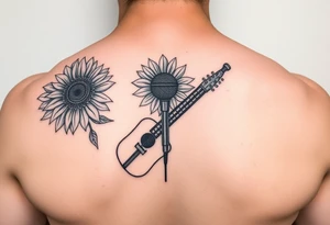 sunflower guitar music notes microphone tattoo idea