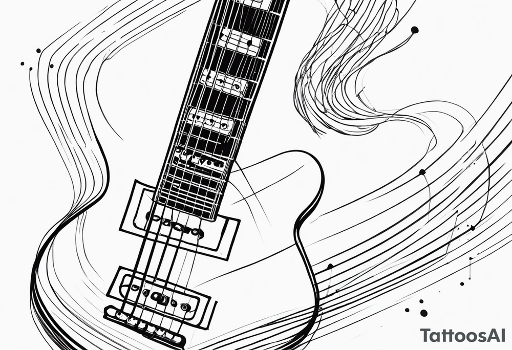 Eléctric guitar sound with lines abstrac croos tattoo idea