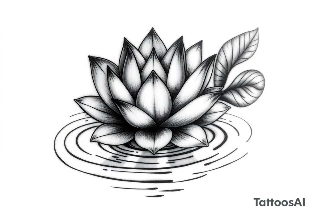 serene lotus flower emerging from sacred waters with ripples tattoo idea
