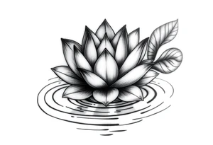 serene lotus flower emerging from sacred waters with ripples tattoo idea