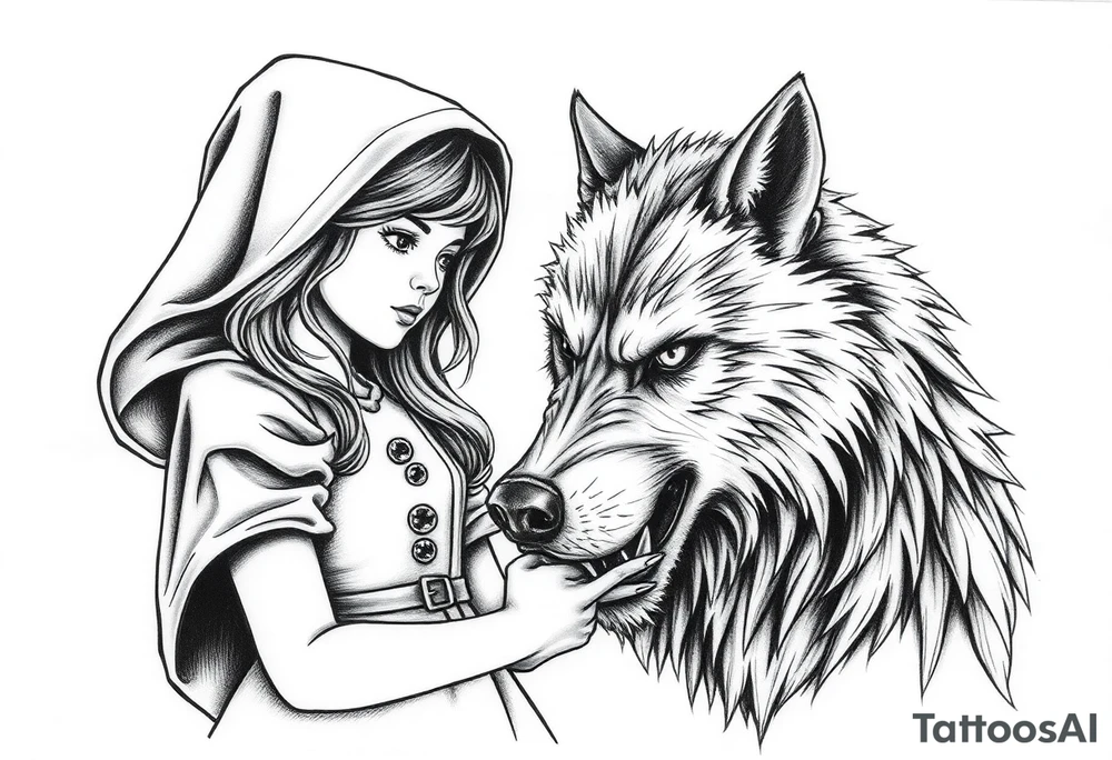 Little red riding hood and big bad wolf tattoo idea