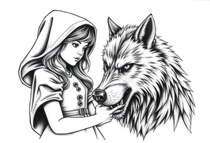 Little red riding hood and big bad wolf tattoo idea