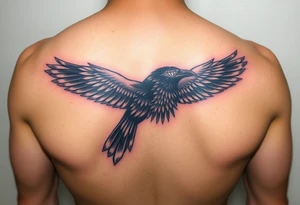 Raven bird that has a diamond as an eye tattoo idea