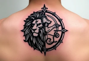 Leo zodiac sign and Sagittarius together tattoo idea