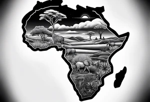 Africa continent shape tattoo idea