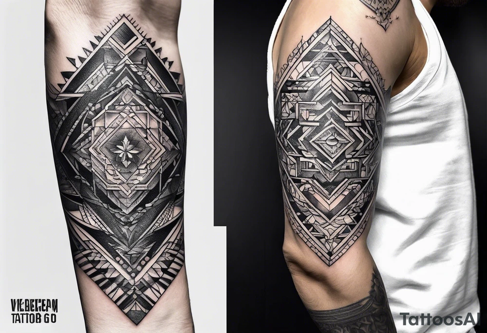 wristband tattoo with geometric design tattoo idea