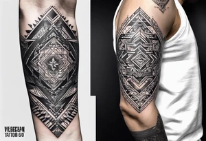 wristband tattoo with geometric design tattoo idea