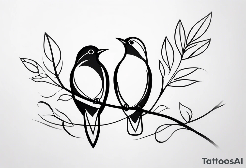 three birds far away, one small bird and two adults tattoo idea