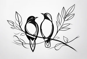 three birds far away, one small bird and two adults tattoo idea