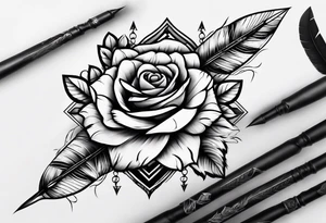 five Indian arrows going through a one rose for a forearm tattoo idea
