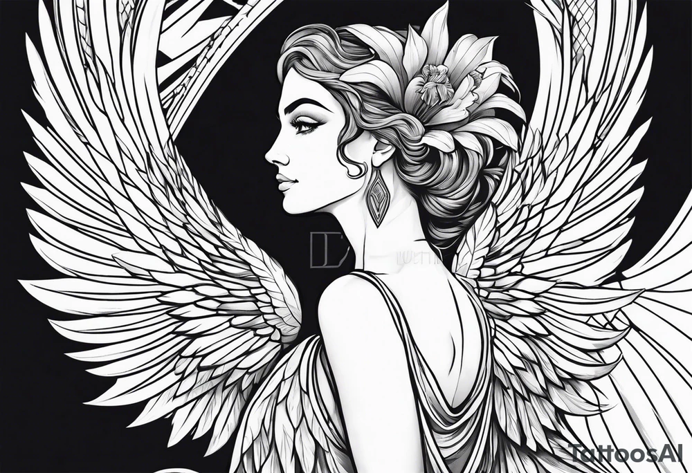 Greek goddess iris with wings coming from her back tattoo idea