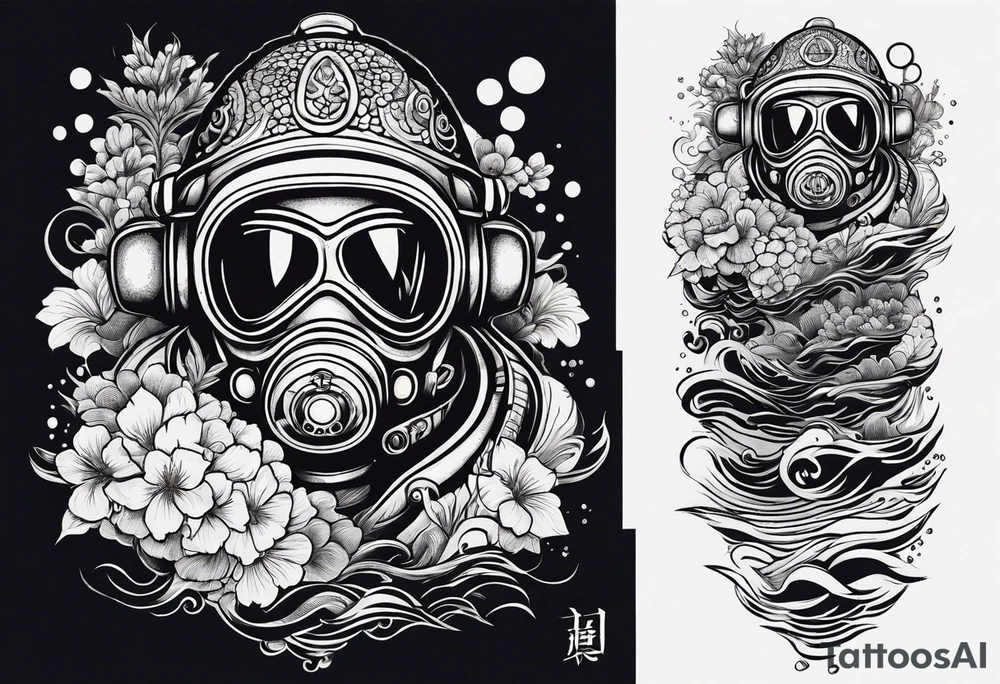 Hebrew scuba diver tattoo idea