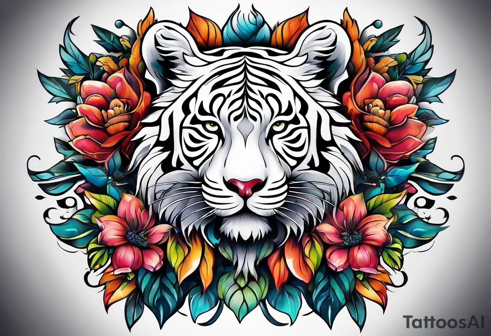 animal , flower tattoo idea