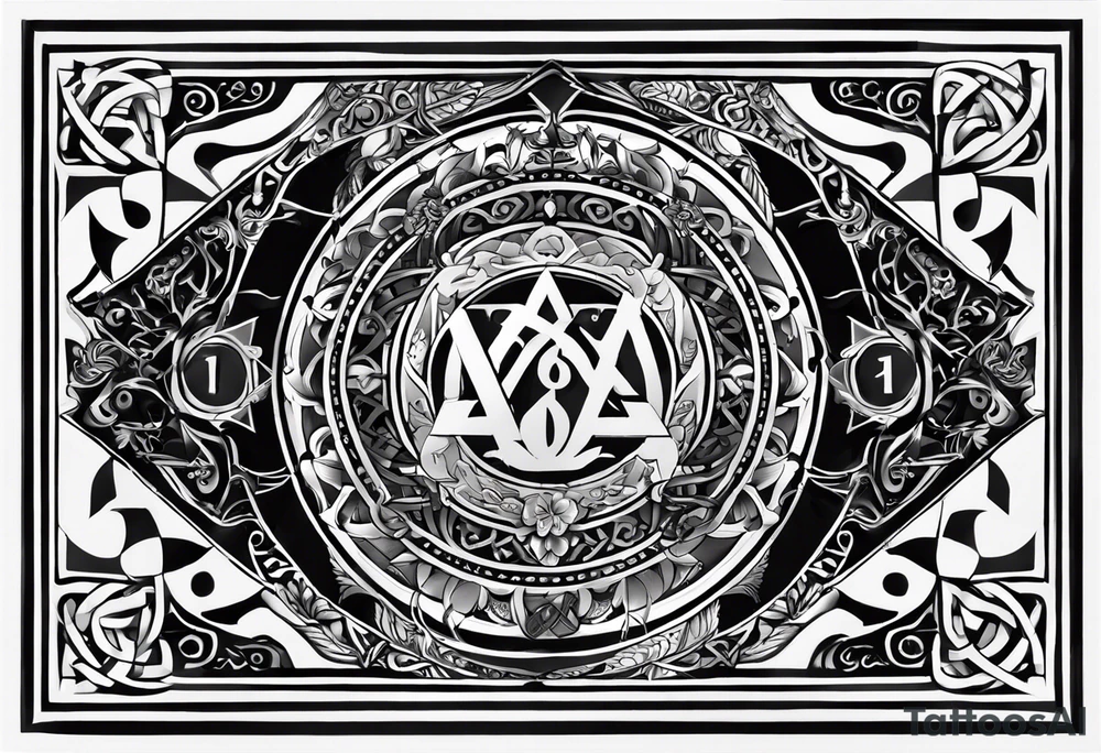 A card with 4 numbers (23, 16, 26 and 2) and with dagaz and fehu runes tattoo idea