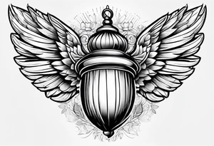 An angelic tattoo featuring an acorn with wings tattoo idea