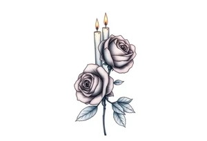 Blue, 2 roses, 2 candles, water tattoo idea