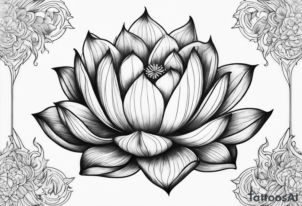 burning lotus flower with Aries zodiac sign tattoo idea