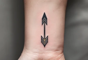 A sleek black ink arrow with a delicate gold accent running along its shaft, symbolizing elegance and direction. tattoo idea