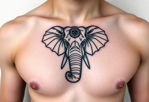 Indian Elephant head with a geometric style tattoo idea