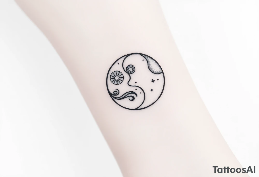 moon with stars tattoo idea