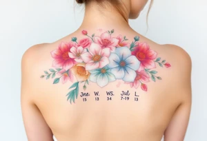 Looking for a cover-up tattoo with birthday month Bouquet of flowers pastel colors for months September, January, June, May, and July. tattoo idea