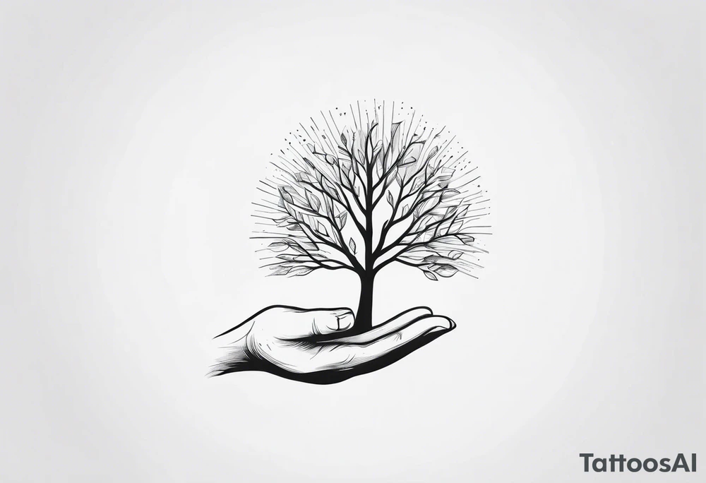 tree in the shape of a hand tattoo idea