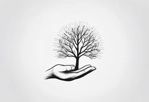 tree in the shape of a hand tattoo idea
