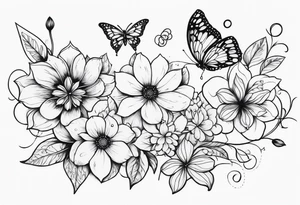 Flower and butterflies tattoo idea