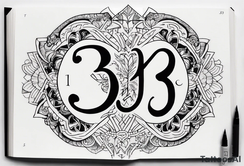 The numbers 333 with the word guidance underneath and the initials JJF; tattoo idea