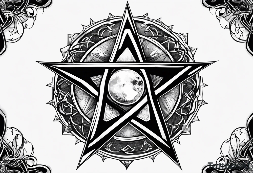 Pentagram eclipse dark tattoo idea