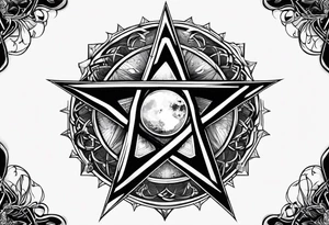 Pentagram eclipse dark tattoo idea