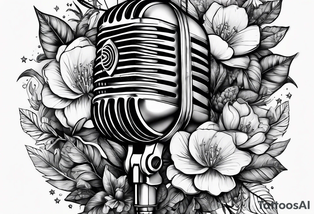 A microphone in nature tattoo idea