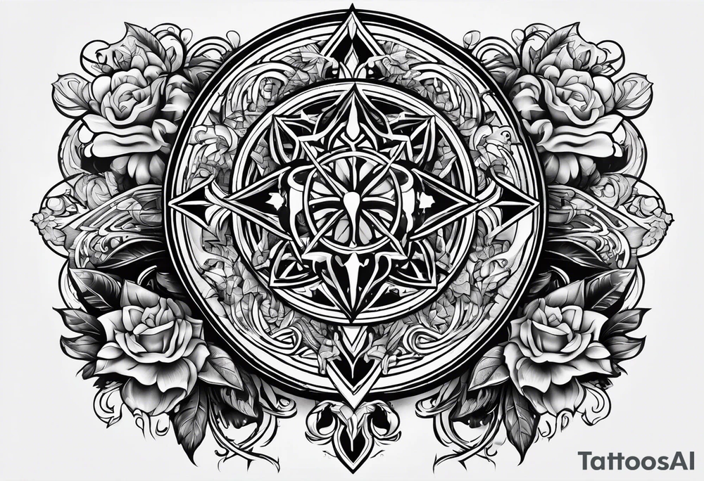 A tattoo that states pain and discipline to achieve your goals in life. it should be placed on the upper back and should express also catholic religion tattoo idea