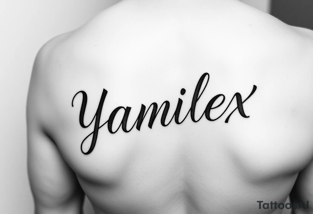 Create the name Yamilex vertical in cursive script writing tattoo idea