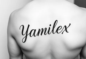 Create the name Yamilex vertical in cursive script writing tattoo idea